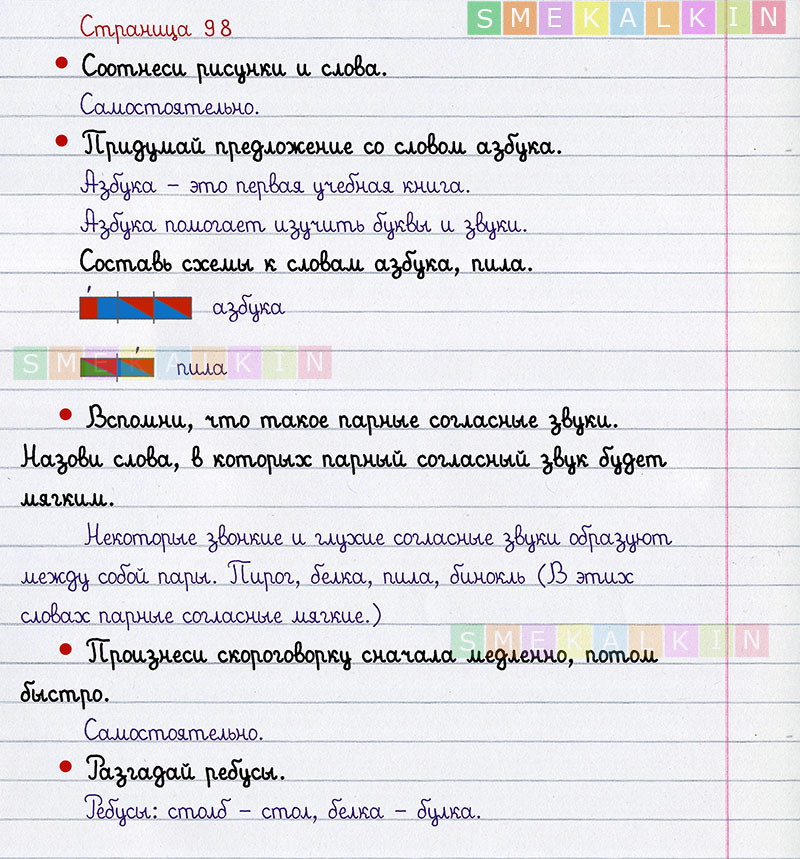 Русский язык стр 54 упр 98. Ответы гдз. Горецкий Азбука 1 класс с 98. Гдз Азбука рабочая тетрадь 2 часть Горецкого. Азбука 1 класс стр 60-61 ответы.