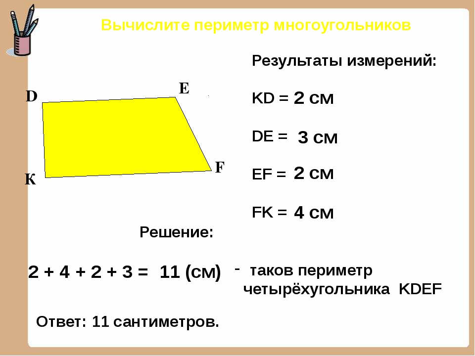 Найди периметр каждого четырехугольника изображенного на чертеже