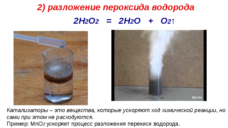 Растворы пероксида водорода получение. Каталитическое разложение пероксида водорода. Разложение пероксида водорода на воду и кислород. Каталитическое разложение пероксида водорода реакция. Разлржение перлесида аодорола.